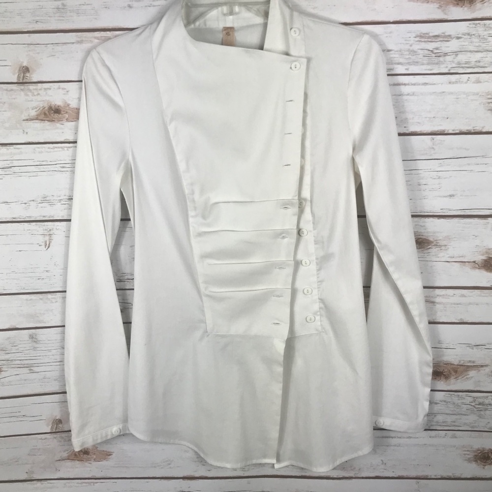 ANTHROPOLOGIE BAILEY 44 PLEATED WHITE SHIRT XS